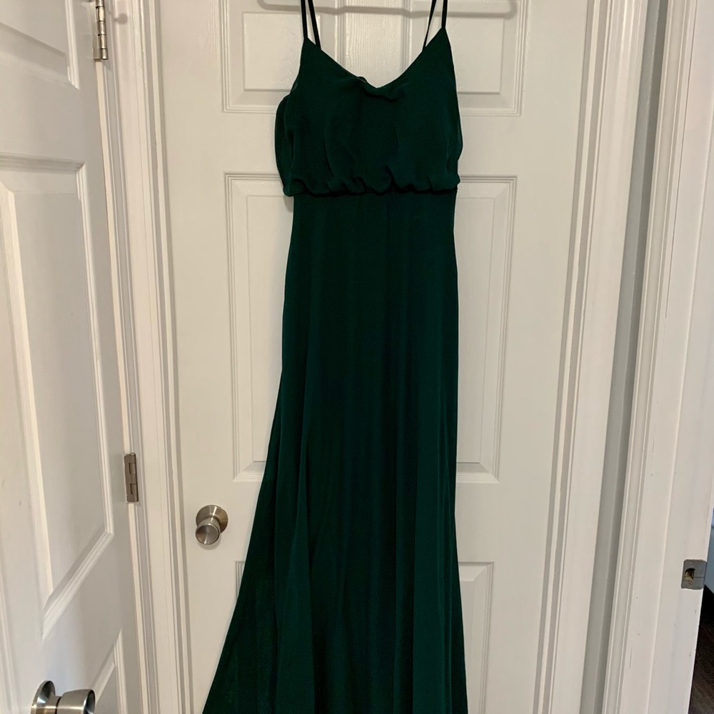Hunter green Buddy grey Bridesmaid dress